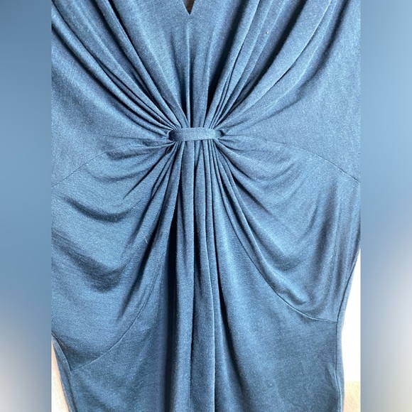 Banana Republic Women's Blue Green Silk V-Neck Ruched Short Sleeve Top Size L - Picture 5 of 9